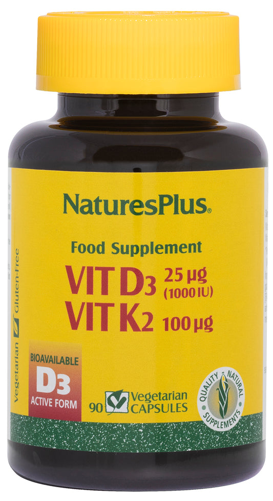 Natures Plus Vitamin D3 with Vitamin K2 100mcg Vcaps